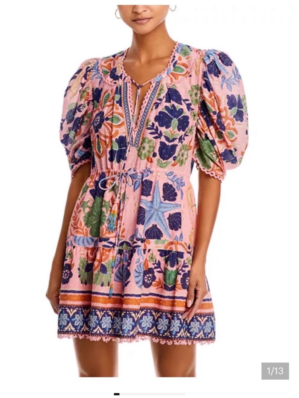Farm Rio Pink Floral Puff-Sleeve Mini Dress
